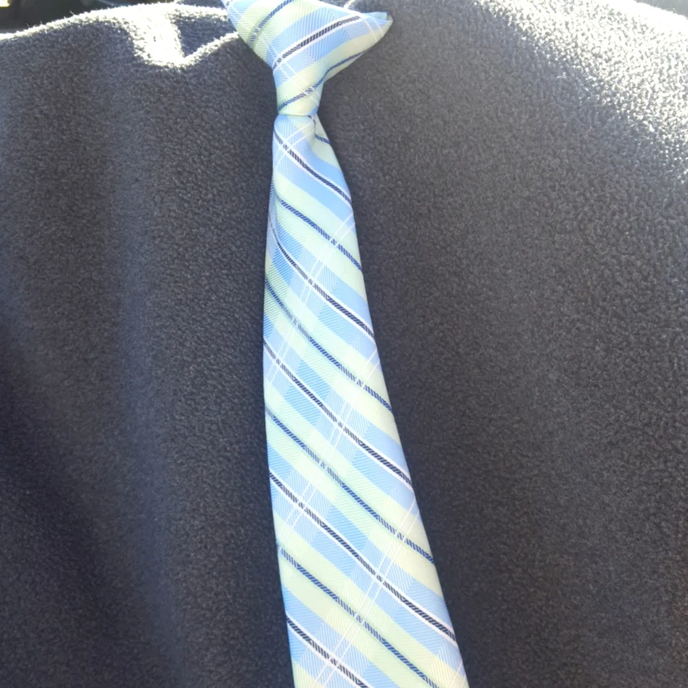 Clip-on Pastel Plaid Boys Tie. 8-12, 4/$20.00